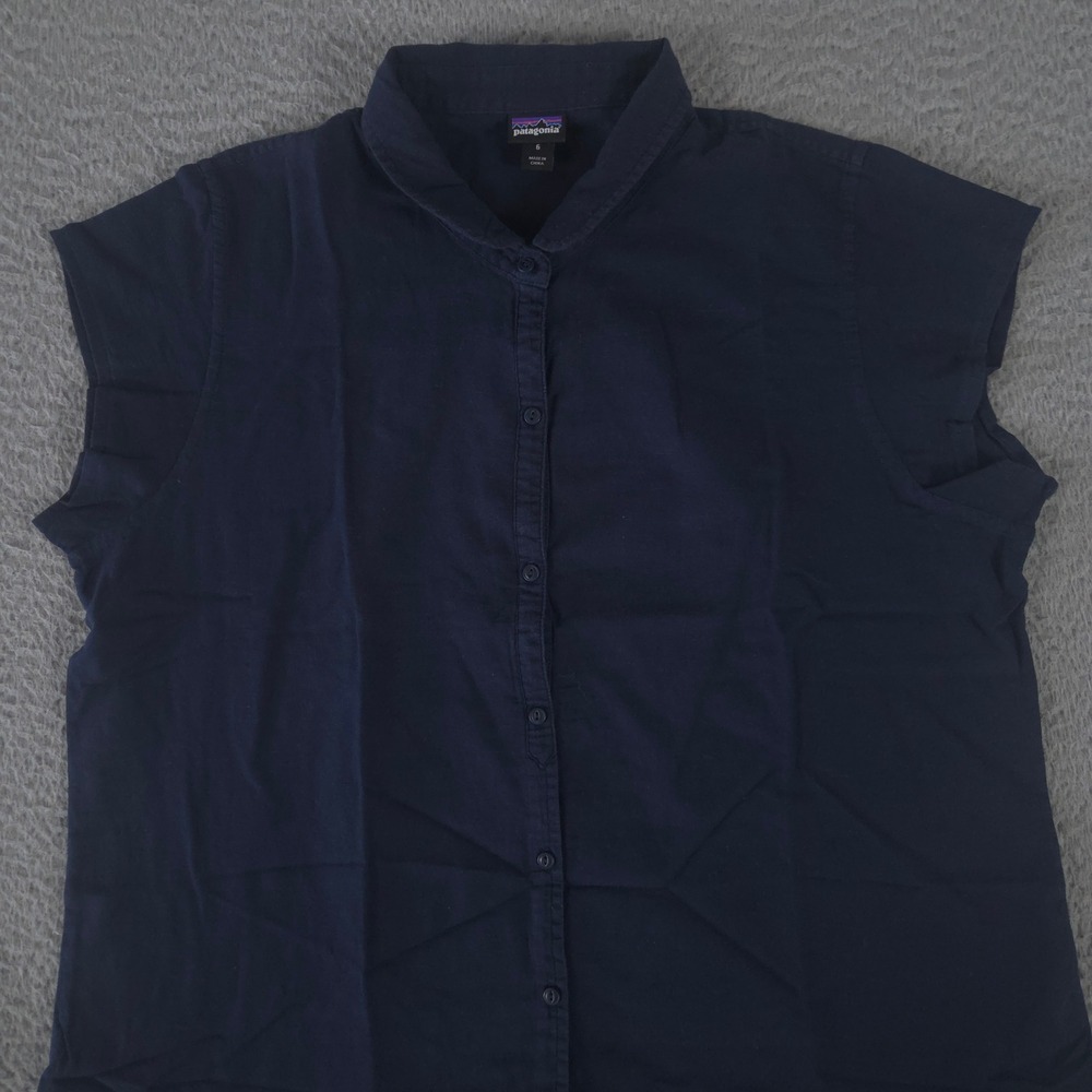 Patagonia Top Womens 6 Navy Blue Lightweight A/C Organic Cotton Hemp‎ Cap Sleeve